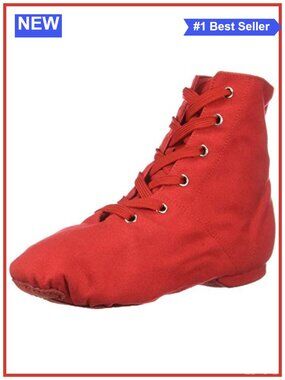 Danzcue Women's Canvas Lace Up Jazz Boot Dance Shoes Split Sole